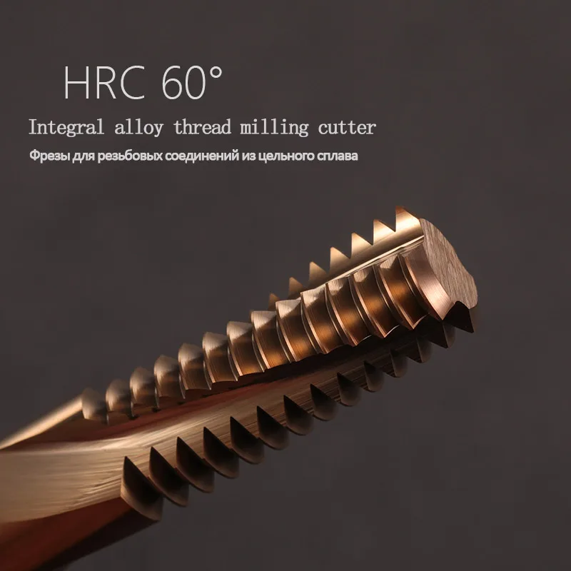 HRC 60 CNC Carbide Thread Milling Cutter Single/3/Full tooth M1 M1.2 M1.4 M1.6 M1.8 M2 Machine end Mill Cutters M10 M12 M14 M16