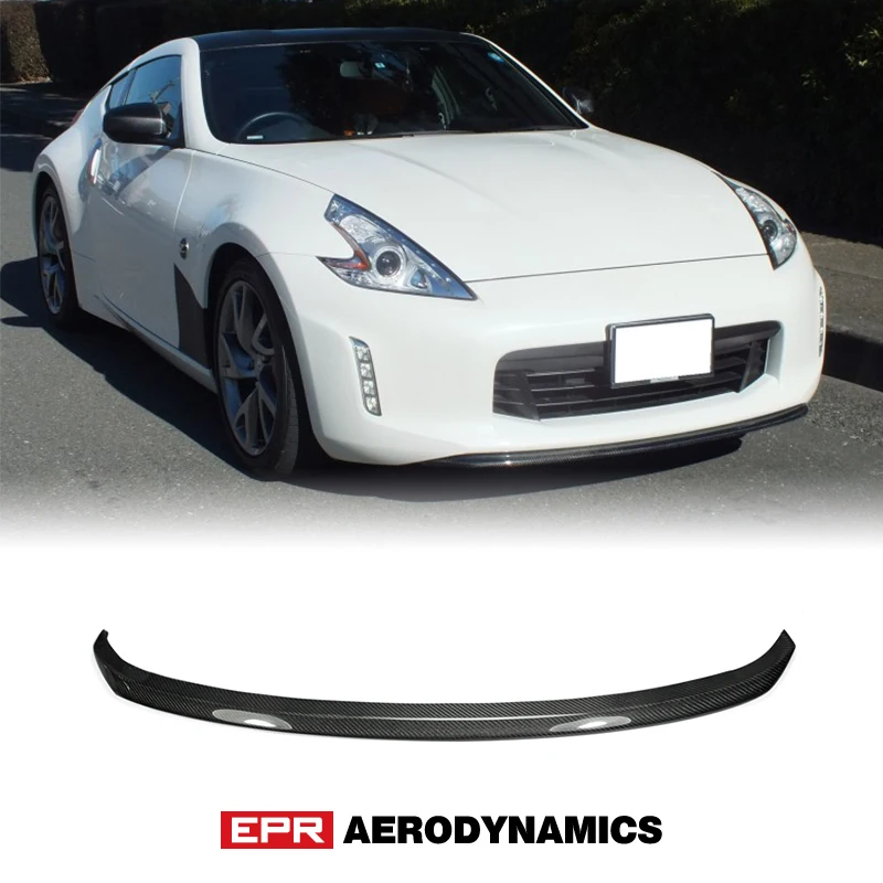 

Car-styling For Nissan 370z Z34 Late Model Carbon Fiber TK Style Front Bumper Lip Glossy Fibre Splitter Front Under Spoiler Trim