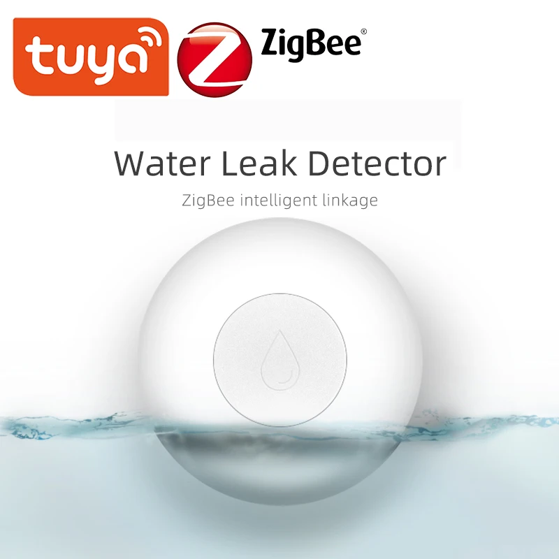 

ZigBee Flood Sensor Smart Water Leak Detector Smart Life APP Linkage Alarm Via Tuya Gateway Work With Alexa Google Assistant