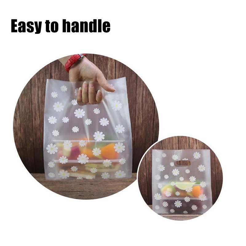 25Pcs/set Transparent Plastic Merchandise Shopping Bags with Handle Christmas Wedding Party Disposable Gifts Candy Packaging Bag