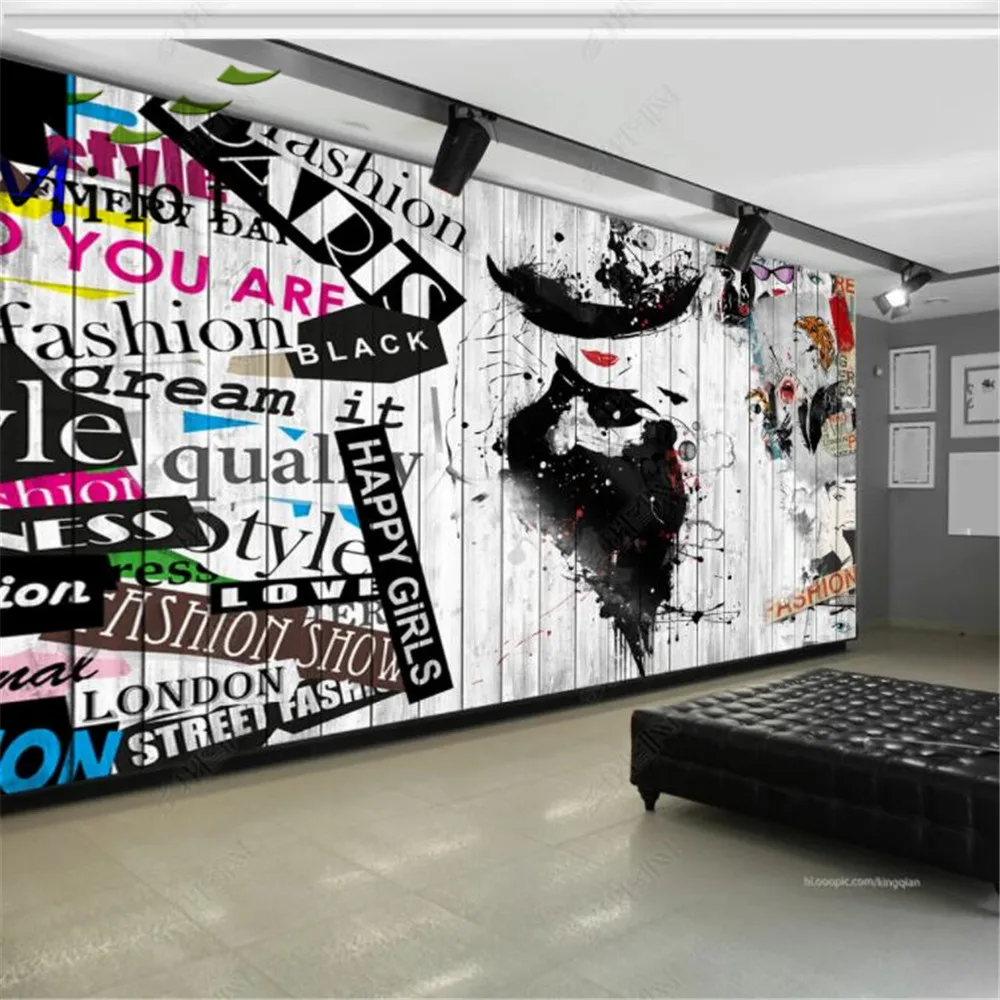 

Milofi size custom decorative wallpaper mural cool graffiti hand-painted beauty women's clothing store tooling background wall