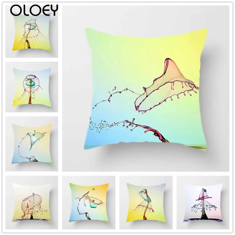 Watermark Cushion Cover, Square Polyester Cushion Cover, Bedroom Cushion Cover, Home Hotel Decoration Cushion Cover 45cmx45cm  .