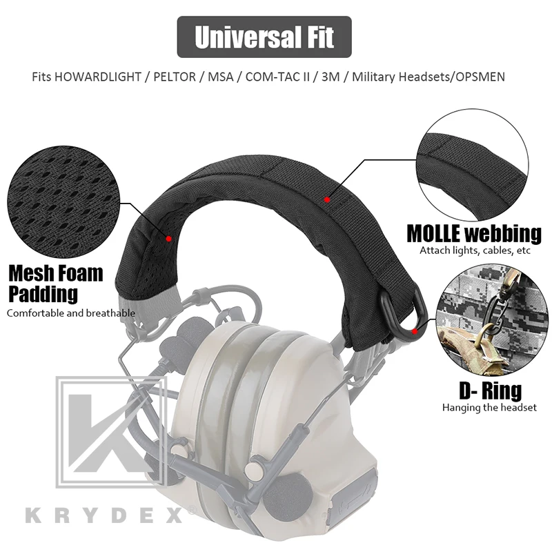 KRYDEX Modular Headphone Stand PERLINDUNGAN PENUTUP UNTUK HOWARD PELTOR Taktis Headband Earmuff Headset Stand MOLLE Perlindungan Case