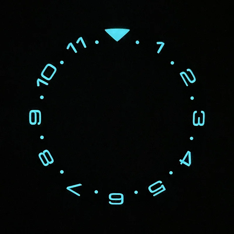 New Arrival 38mm Green/Blue Luminous 12Hours Dual-Time Black Ceramic Bezel Insert Mod For SKX007/009/011 Super-LumiNova C3 Lume