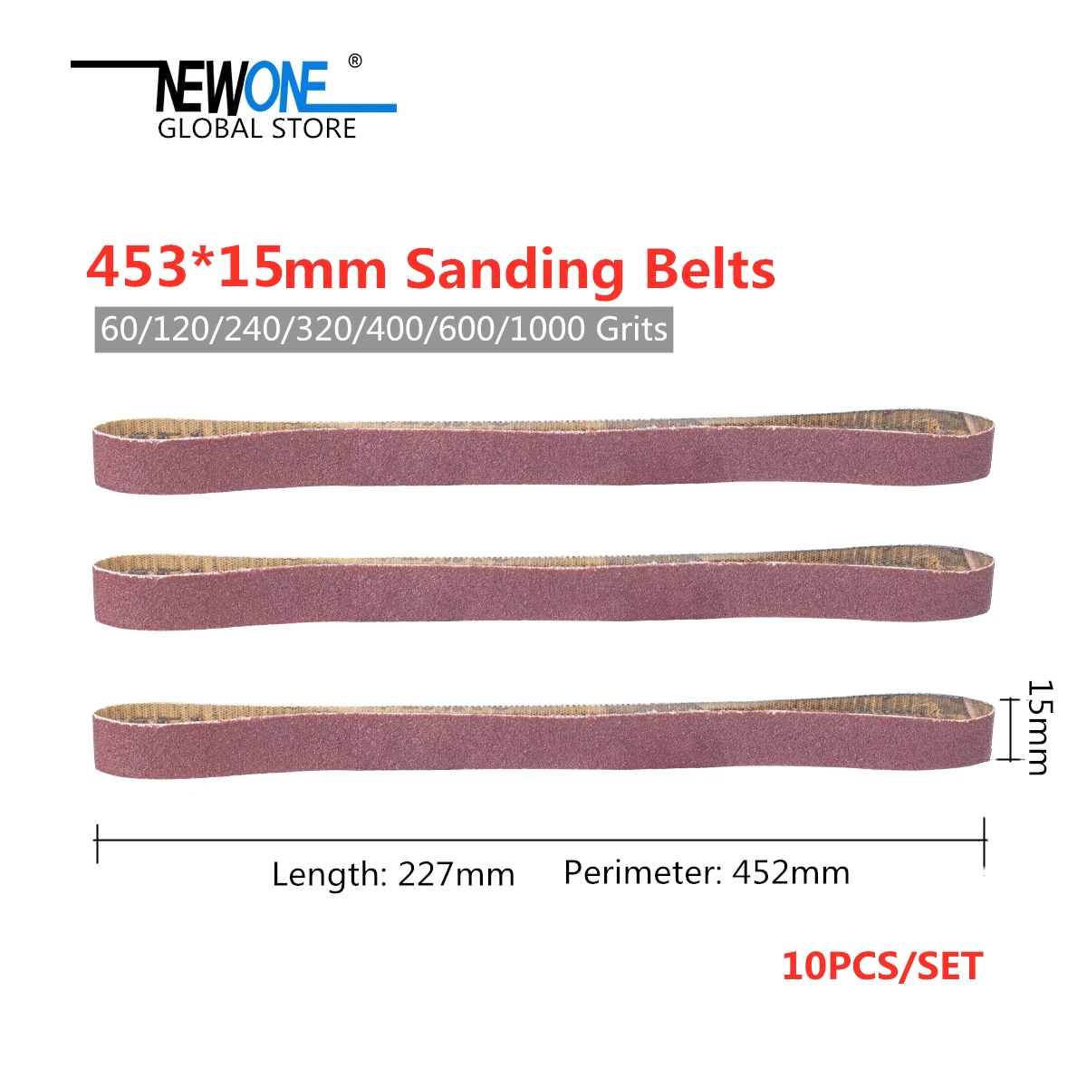 10 pcs/set 453*15mm 60-1000 Grits Sandpaper Sanding Belts Abrasive Bands Belt Sander Abrasive Tool Metal Polishing  Wood Soft