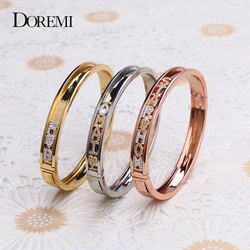 DOREMI DIY Zirconia Letters Custom Bangles Personalized Name Detachable Slider Charms Bangles Custom Name Bracelets Bangle Slide