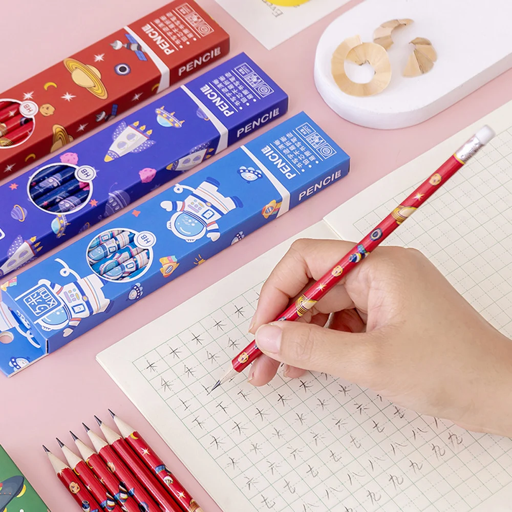 10Pcs/Set Cute Cartoon Pencils With Erasers HB Lead Painting Drawing Pencil for School Students Writing Stationery Pen for Kids