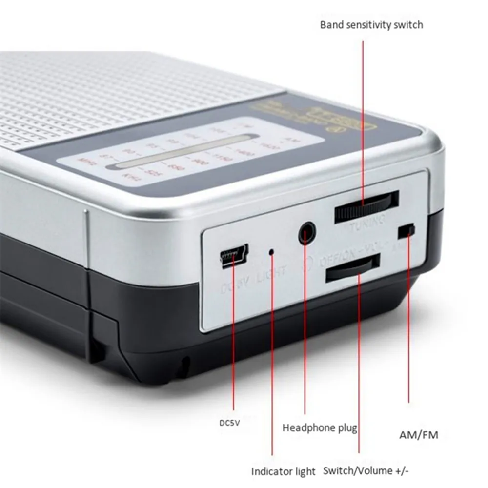محمول AM FM راديو USB شحن بث أشباه الموصلات مصغرة الرجعية ستيريو وكمان المتكلم في الهواء الطلق حساسية عالية القرن الكبير