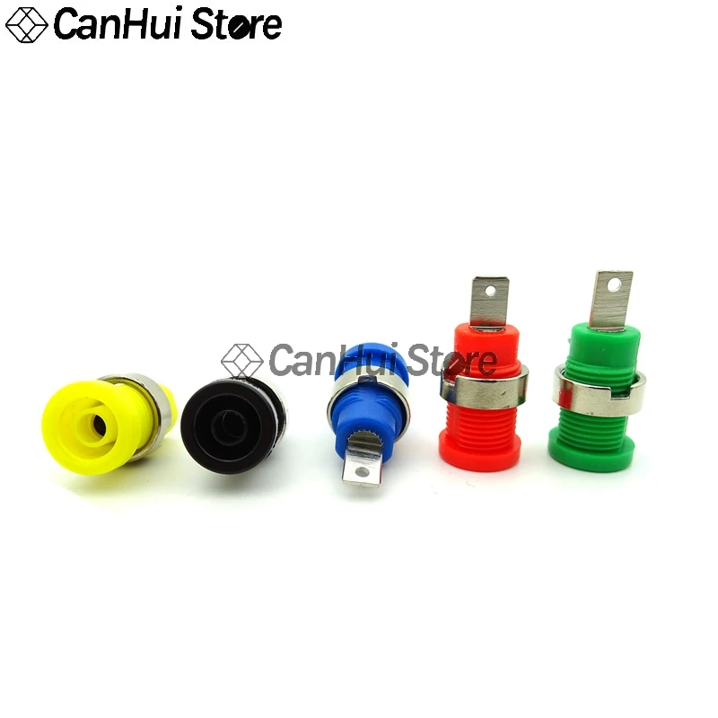 5pcs Insulated Safety 4MM Banana Plug Socket Jack Panel Mount Binding Post Connector Multimeter Banana head Female 32A 5 Colours