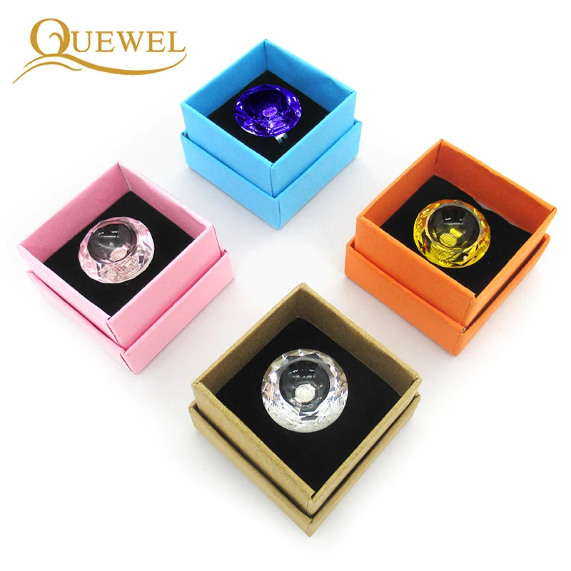 Quewel Crystal Adjustable Glue Ring Eyelash Extension Glue Pallet Finger Rings Holder Professional Fake Lashes Adhesive Pallet