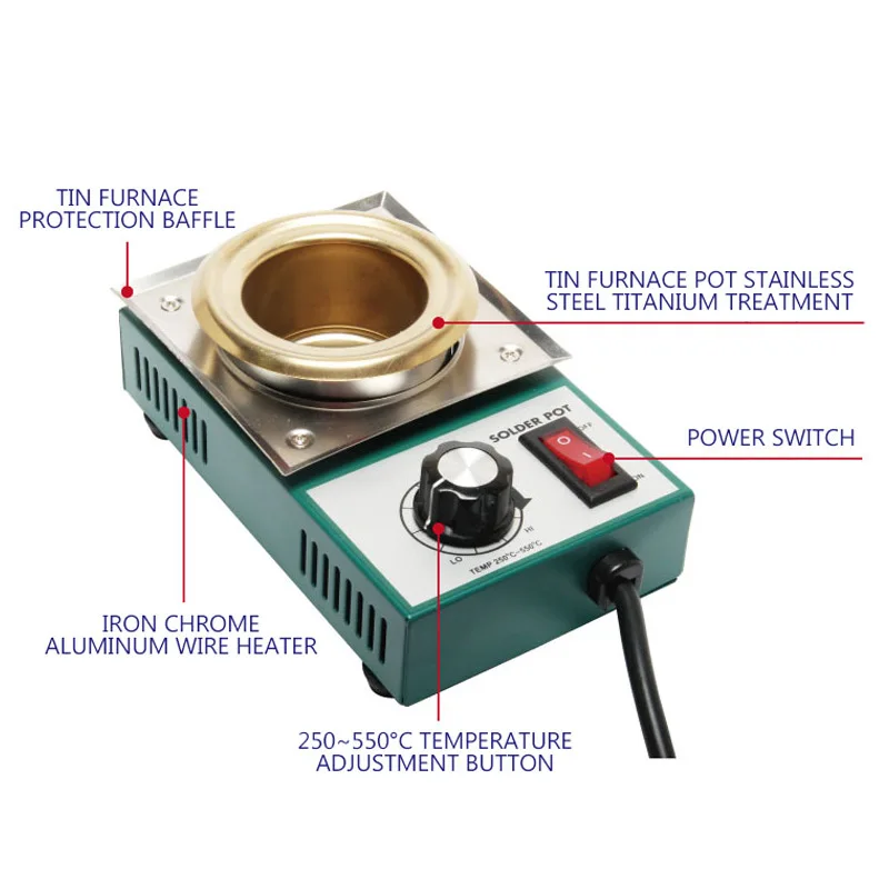 ดีบุกละลายเตาตะกั่ว-ฟรีปรับอุณหภูมิ Ttanium ชุบ Soldering เตาสิ่งแวดล้อมดีบุกละลายเตา SS-553H