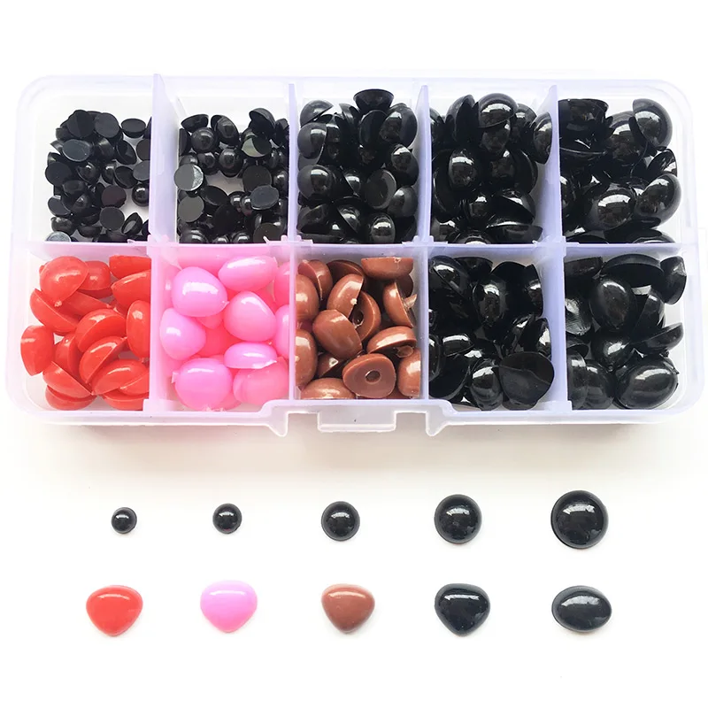 205 Round Flat Eyes+125 Nose Triangle Nose Plastic Eyes for Dolls Making Toys Teddy Bear Dolls Eyes Amigurumi Making Accessories