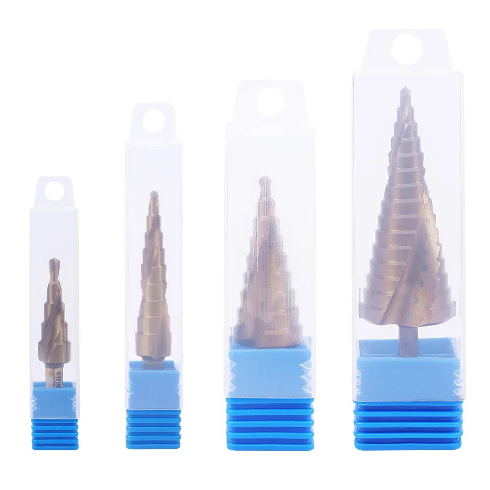 M35 Cobalt Step Drill 4-12/4-20/4-32mm High Speed Steel Drill Bits Spiral Groove hex Shank Stainless Steel Hole Metal Drilling
