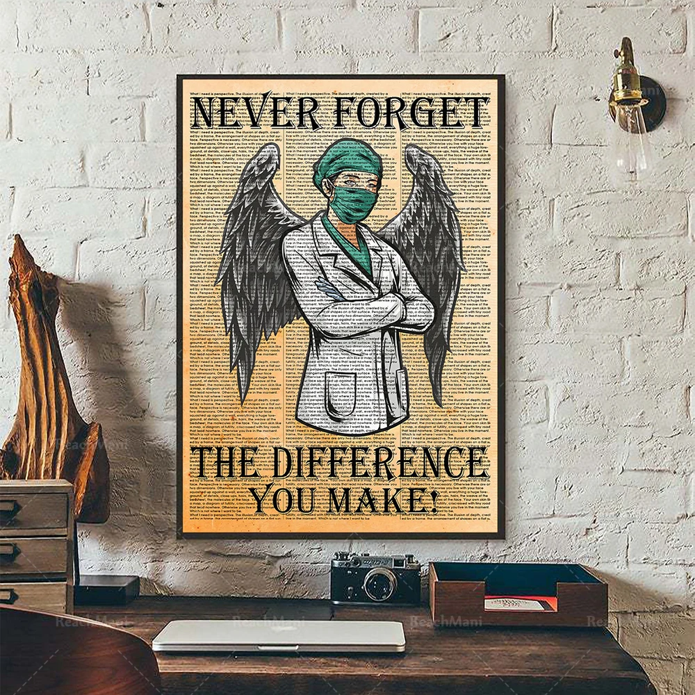 Nurse Poster - Never Forget The Difference You Make, Nursing Art Print, Nurse Office Decor, Nurse Appreciation Wall Art