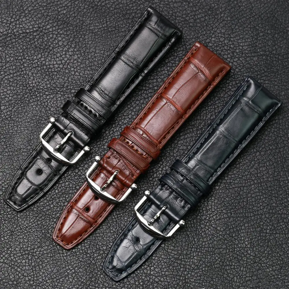 Pesno Watch Band Black Brown Dark Blue Watch Accessory 20mm 22mm Alligator Leather Strap for IWC Portofino Family Chronogroph