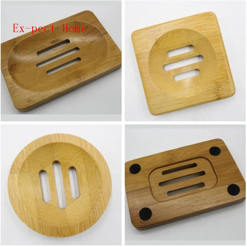 Natural Bamboo Soap Dish Simple Bamboo Soap Holder Rack Plate Tray Bathroom Soap Holder Case 3 Styles