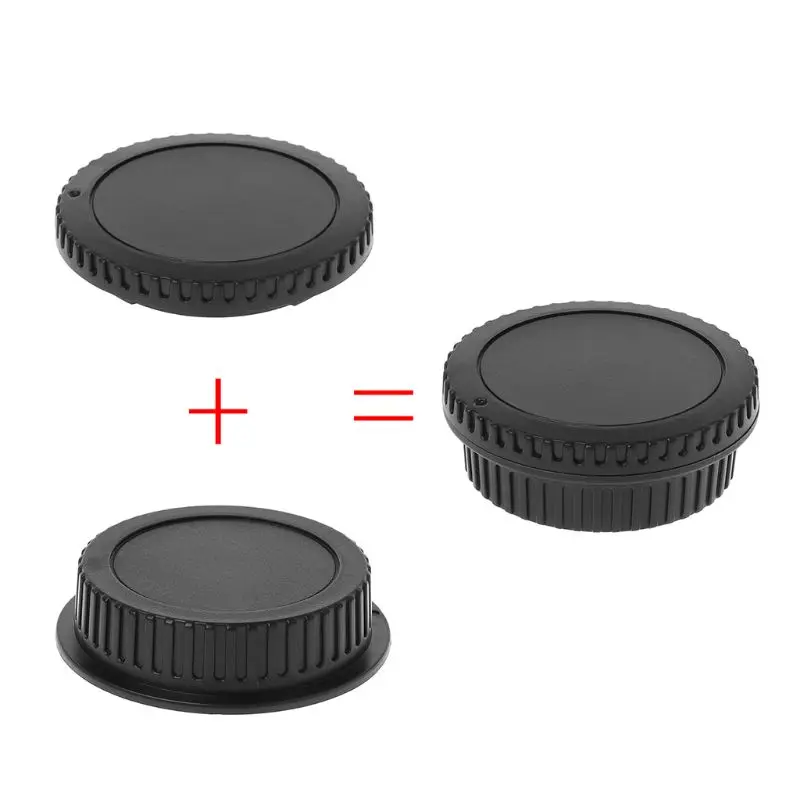 Rear Lens Body Cap Camera Cover Set Dust Screw Mount Protection Plastic Black Replacement for Canon EOS EF EFS 5DII 6D S19 19