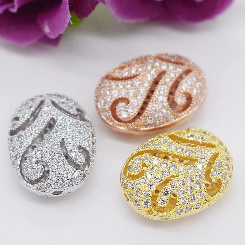 1PC 15x30mm golden plated Cz micro pave Teardrop loose beads for jewelry making