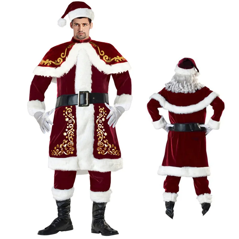 คริสต์มาสSanta Clausชุดเครื่องแต่งกายCosplay Santa Clausเสื้อผ้าชุดสูทคริสมาสต์ผู้ชายผู้หญิง