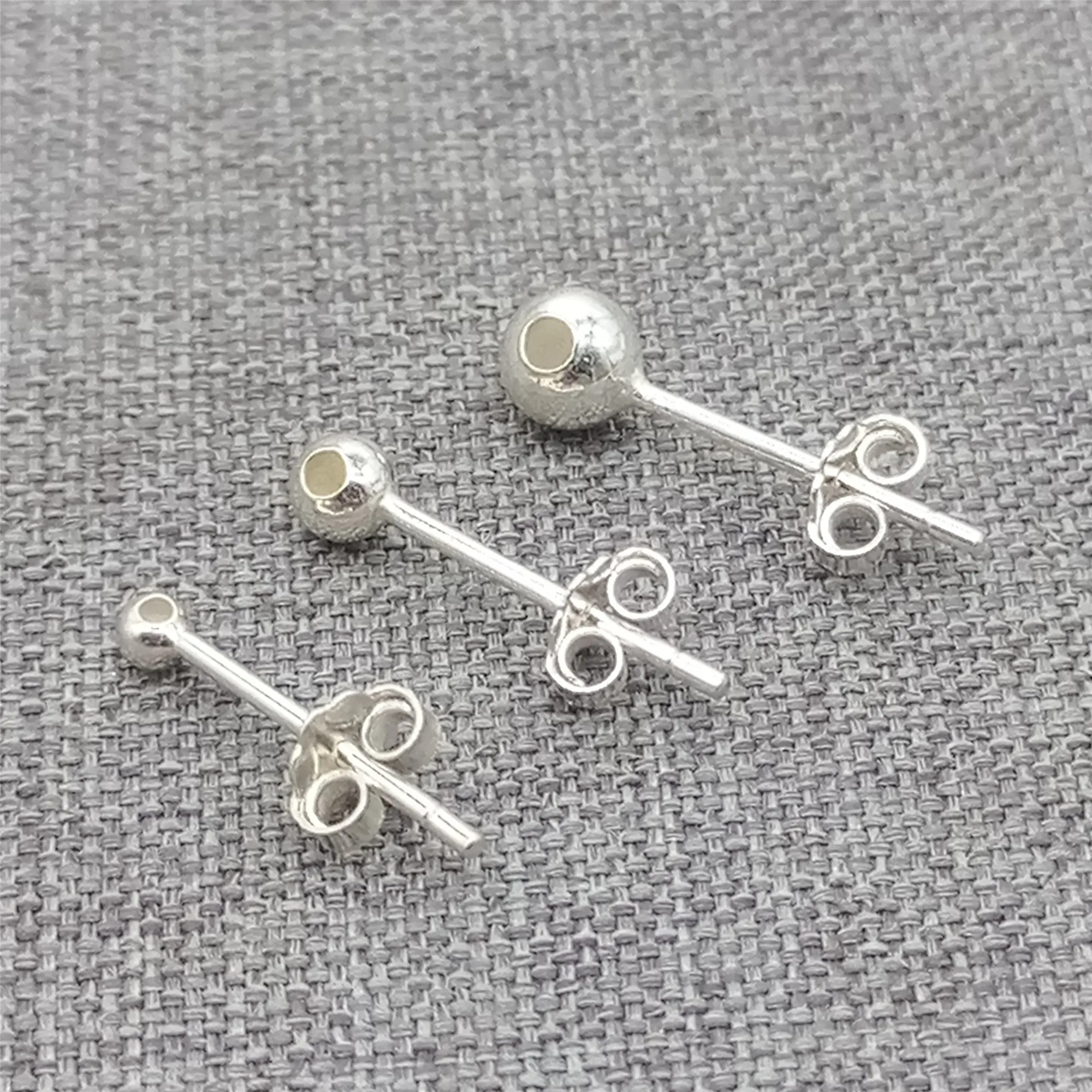 

10 Pairs 925 Sterling Silver Bead Stud Ear Earring Posts with 0.85mm 1.1mm 1.3mm Hole