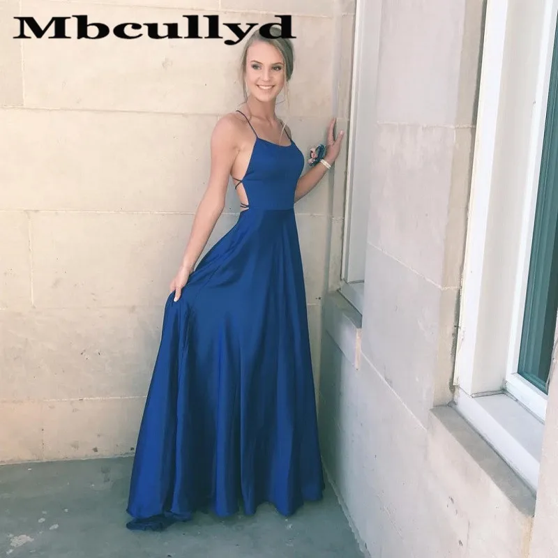 Mbcullyd Wunderschöne Royal Blue Prom Kleider Lange 2023 Kreuz Backless Abend Party Kleider Elastische Satin vestidos de fiesta de noche