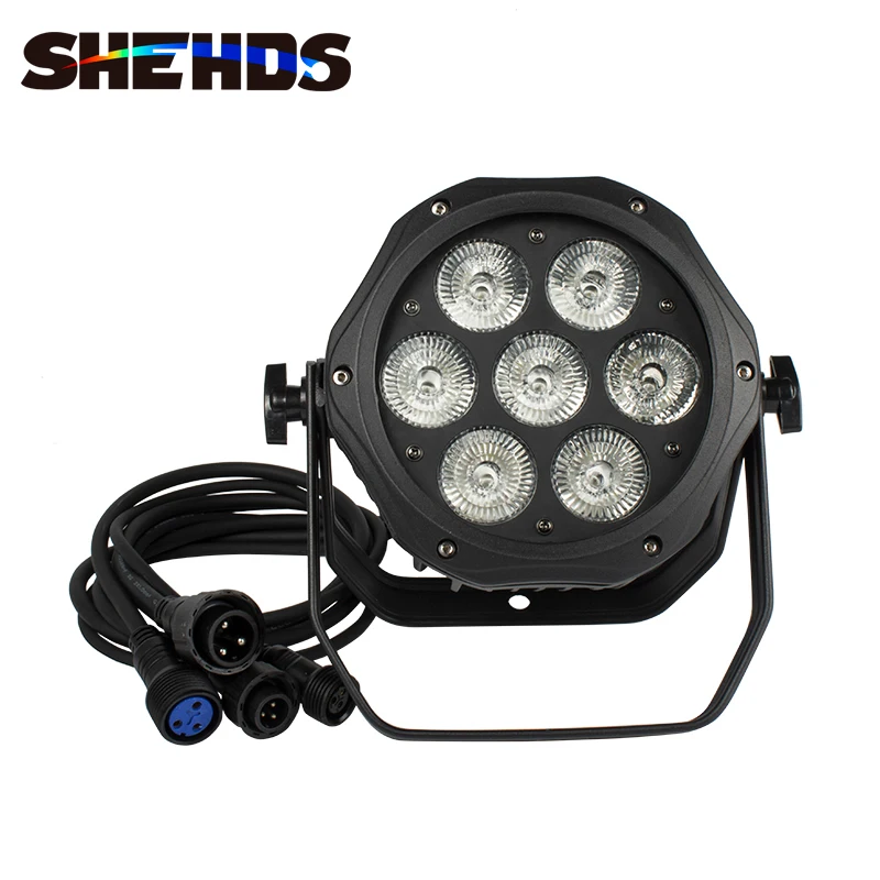 SHEHDS Waterproof LED Par 7x18W RGBWA+UV Lighting High Quality Outdoor IP65 DMX Effect Stage Lights Professional Stage DJ Disco