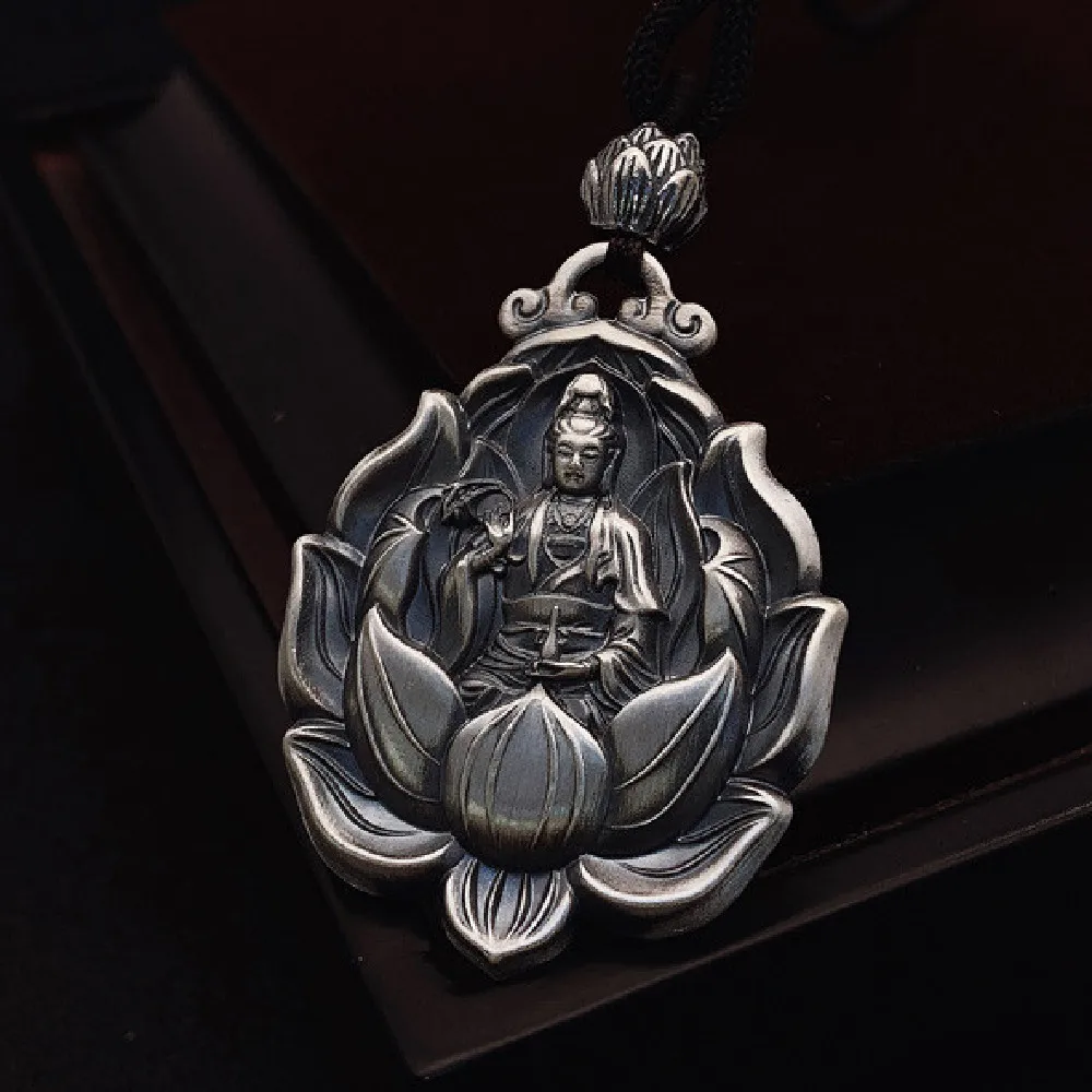 BOCAI S999 Sterling Silver Pendant for Men Women New Fashion Tathagata Avalokitesvara Maitreya Lotus Amulet Free Shipping