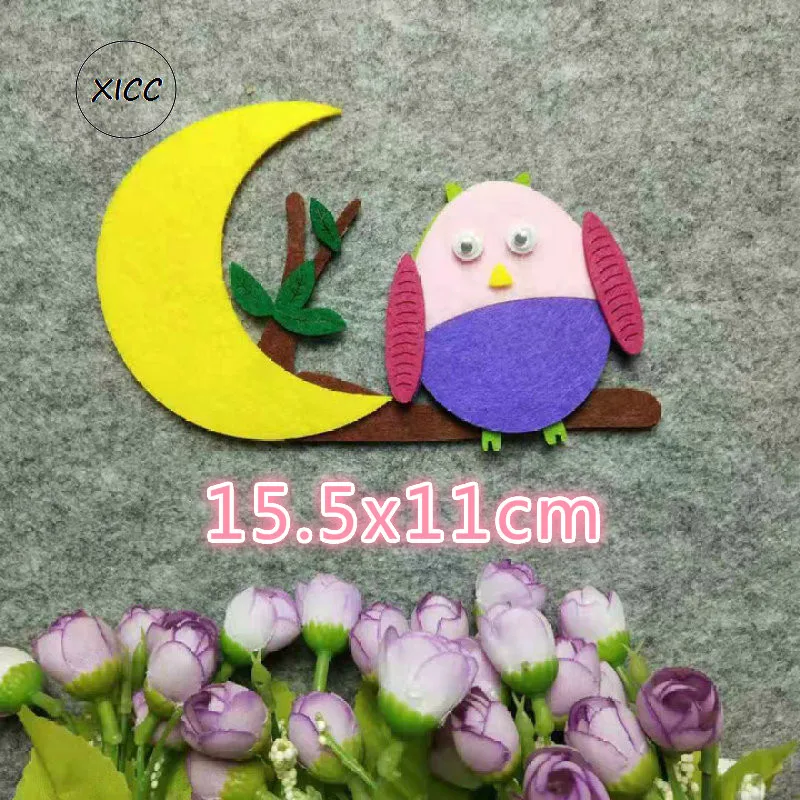 T-N Owl House Non-woven Felt Pad DIY Kindergarten Wall Paste Decoration Beautiful Moon Leaves Cute Classroom Decoration Stickers