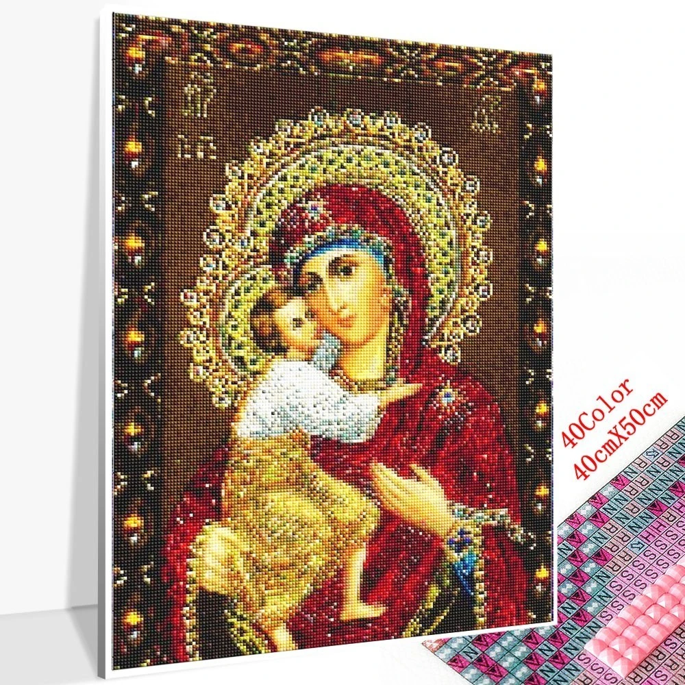 GATYZTORY 5D DIY Diamond Painting Cross Stitch Full Square Religion Icon 5d Diamond Embroidery Mosaic New Year Decoration Gift