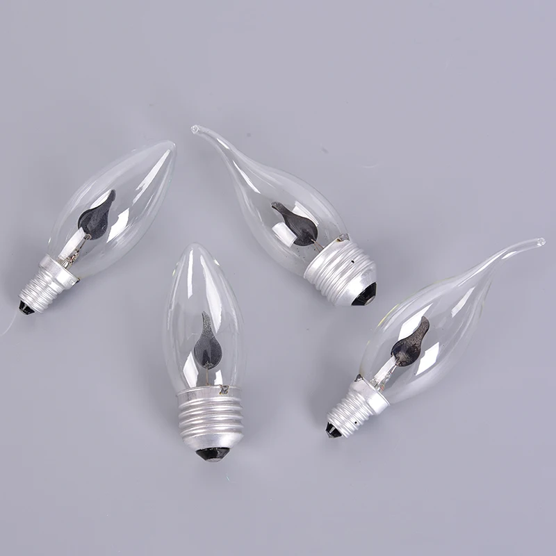 LED Edison Bulb E14 E27 3W Flame Fire Lighting Vintage Flickering Effect Tungsten Novel Candle Tip Lamp Orange Red