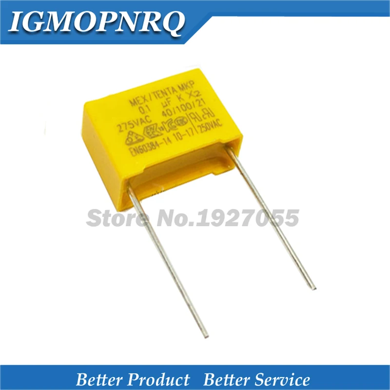 

20pcs 275VAC 100nF capacitor X2 High quality 275VAC Pitch 10mm X2 Polypropylene film capacitor 275V 0.1uF NEW