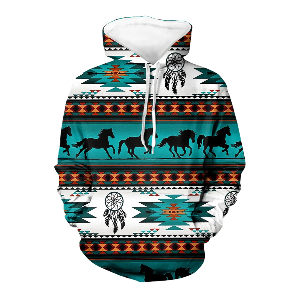 Noisydesigns NEW Sweatshirts Winter Men's Horses  Stripes Hooded Female 2021 Drawstring Warm Hoodies Autumn Tops Pullover