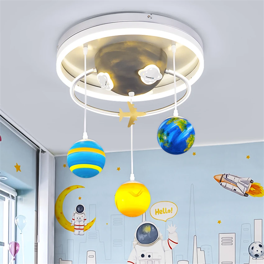 

Nordic Cartoon Planet Ceiling Lights Modern Space Hanging Decor Children's Lamp Boy Bedroom Study Clothing Store Ceiling Lamps