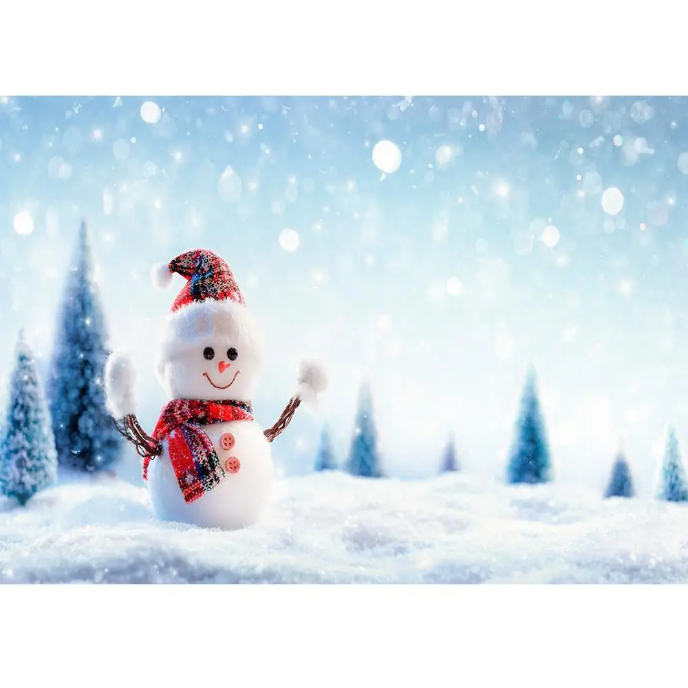 Christmas Trees Snowman Flare Bokeh Photo Backdrop Vinyl Cloth Backgrounds for Baby Children Home Party Photography Photophone