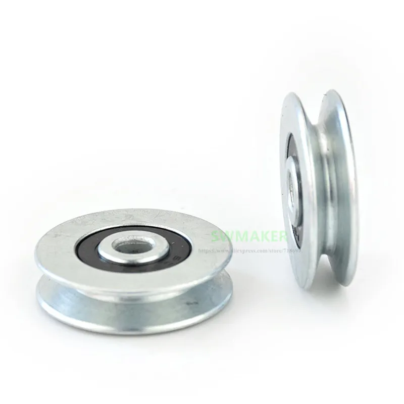 2 peças 6*33*8mm ranhura em v, fio de aço sobre linha roda guia de roda de elevação, rolamento de polia de metal, roda de rolamento mecânica