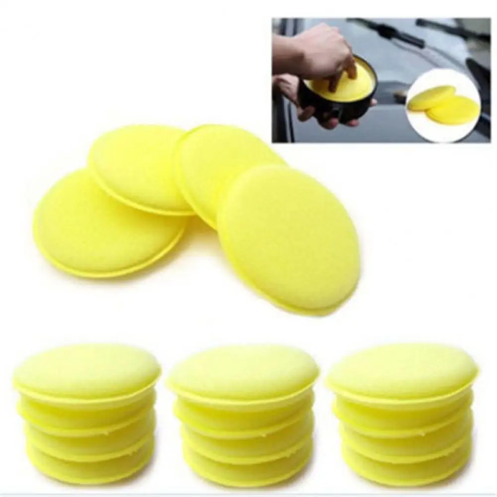 

Wax Applicator Pad Super Soft Car Cleaning Round Yellow Microfiber Foam Sponge for Car