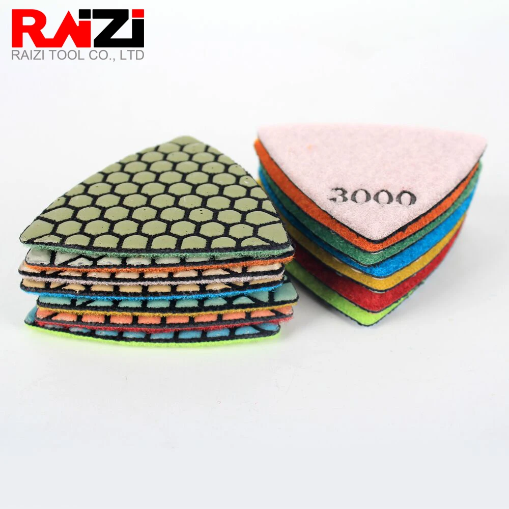 Raizi Triangle Diamond Polishing Pads for Oscillating Multi Power Tool Concrete Marble Granite Floor Countertop Sanding Disc