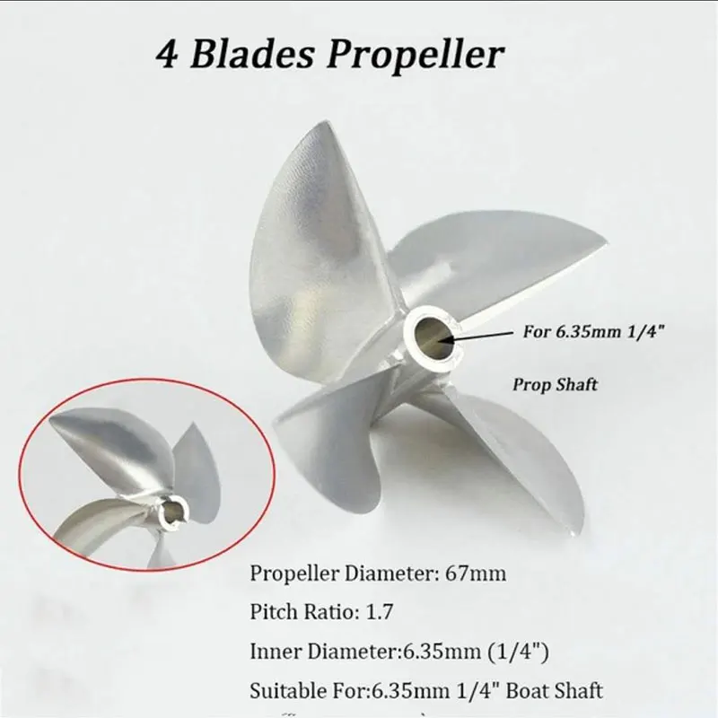 Rc Racing Boot Propeller Hoge Kwaliteit Cnc Gefreesd 4 Blades Legering Propeller Voor 6.35Mm 1/4 "Boot Shaft