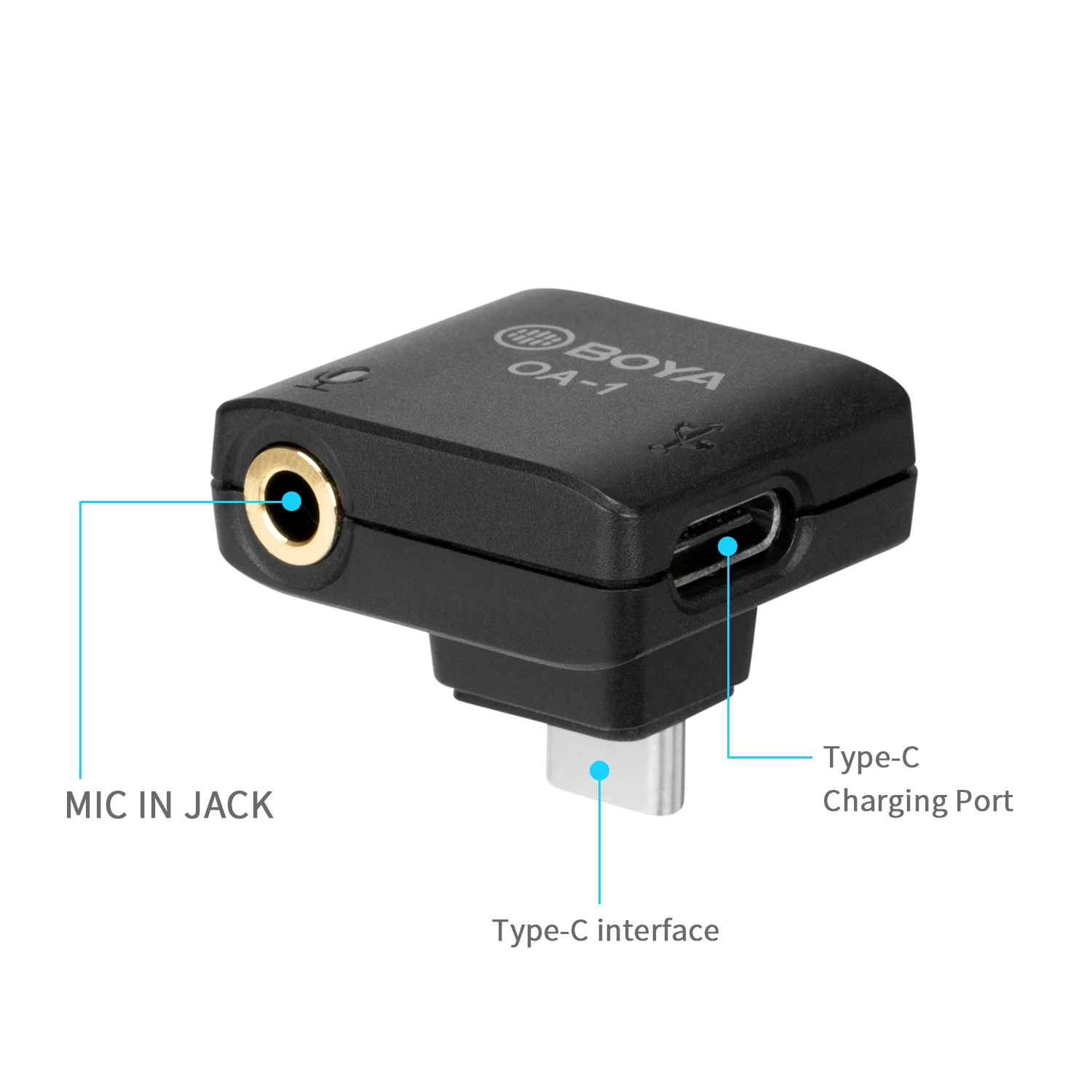 BOYA OA-1 Mini Microphone Audio Adapter Type-C Port Charging Data Transmission for OSMO™ Action I Supports 3.5mm TRS Microphone