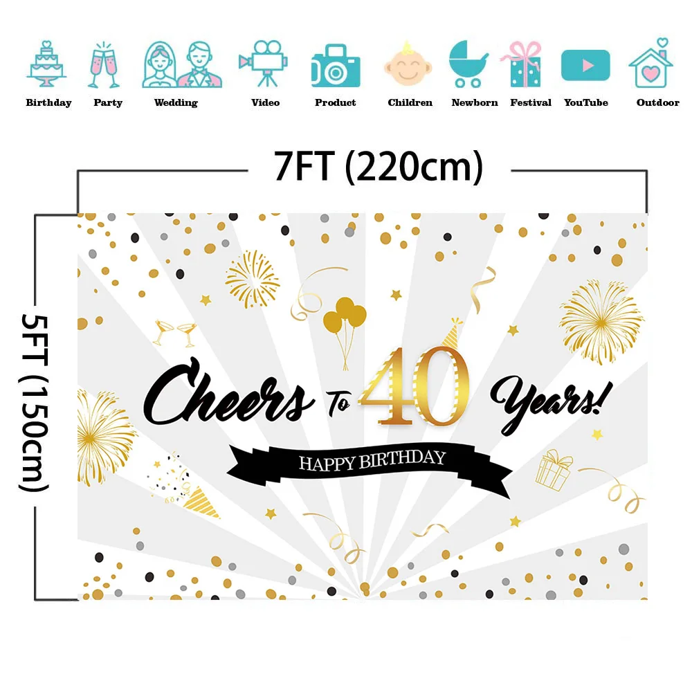 MOCSICKA acclama a 40 anni sfondo di buon compleanno per fotografia festa di compleanno foto sfondo Decor Banner Studio fotografico