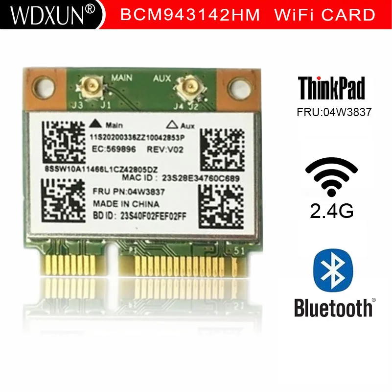 Broadcom Half Mini PCI-e Wireless Wlan Wi-Fi Card BCM943142HM 150Mbps 802.11b/g/n BT 4.0 For G400 G410 G500 G510 G405 G505 E431