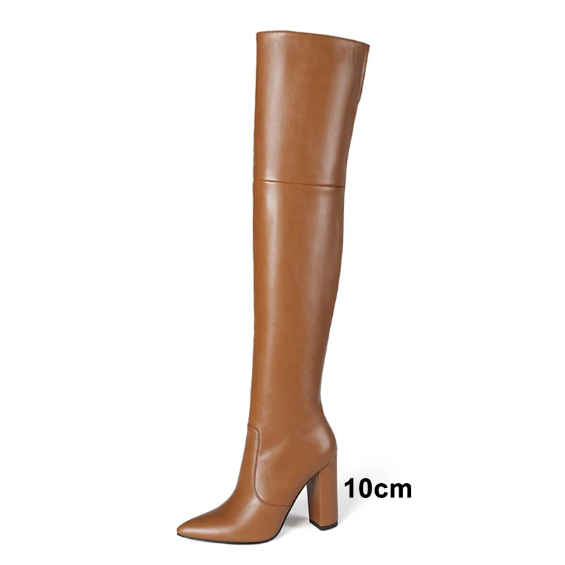 Meotina Over The Knee Boots Women Shoes Pointed Toe Thick Heels Long Boots Zip Extreme High Heel Fashion Boots Lady Winter 43