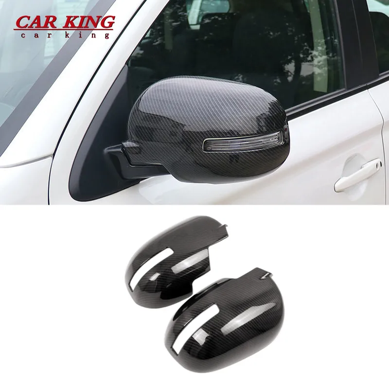 

For Mitsubishi Outlander 2013-2018 accessories ABS Carbon fiber Car Side Door rearview mirror cover Cover Trim Car Styling 2pcs