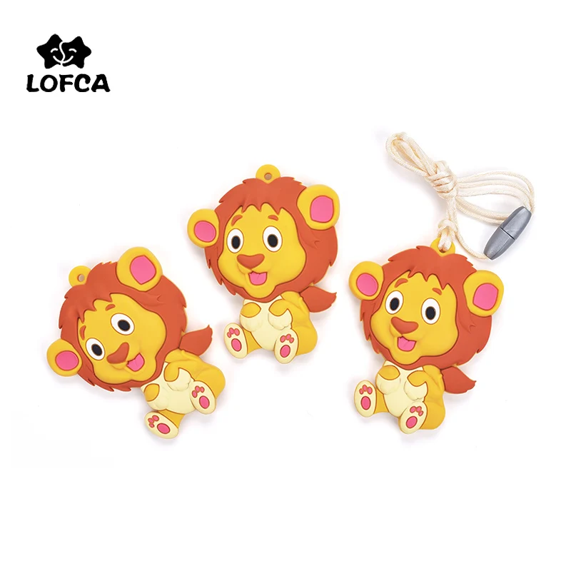 

LOFCA 1pc Silicone Teether Cartoon Lion Pendant Necklace Teething for baby silicone teether diy Food Grade teether for teeth