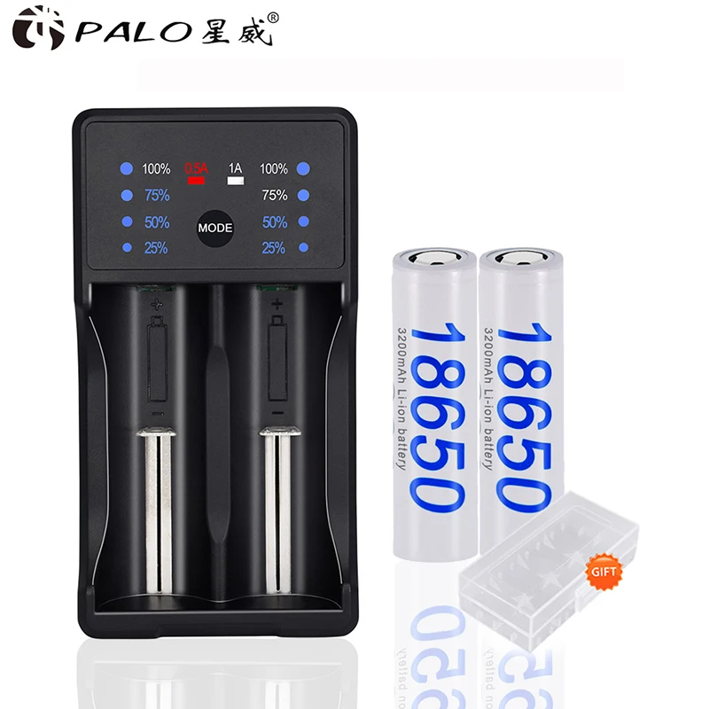 

PALO 18650 Rechargeable Battery 3.7v 18650 Cell with USB Smart Fast Charger for 3.7v Lithium Batteries (14500 18500 18650 16350)