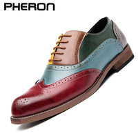 Male Business Dress shoe Colorful Lace up Fashion Man Casual Leather Oxfords shoes Flat Leisure Wedding Party shoe Men Big Size