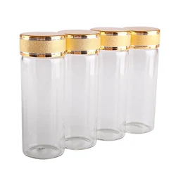 5pcs 40ml 30*80mm Glass Perfume Bottles with Golden Frosted Lids Potion Bottles Glass bottle Glass Vials Message Bottles