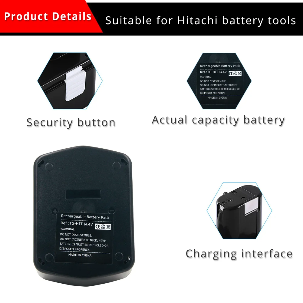 14.4V 2000mAh Ni-CD Power Tools Rechargeable Battery for Hitachi EB1412S EB1414S EB1414 EB1426H EB1430 EB14S DS14DVF3 DV14DV