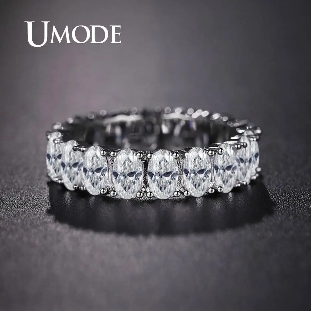 UMODE Eternity Rings for Women Luxury Wedding Bands Cubic Zirconia Femme Girls Couples Gift Fashion Jewelry UR0580A