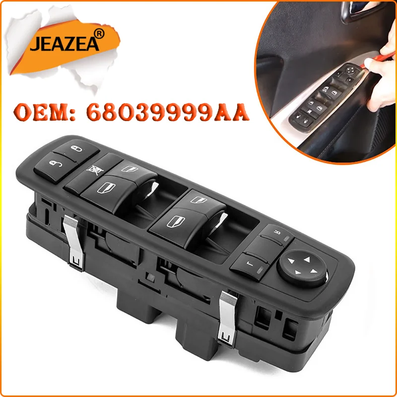 

JEAZEA 12V 12 Pins Master Power Window Switch 68039999AC 68039999AA 68039999AB Fit for Dodge Journey Caravan Chrysler Jeep 2014